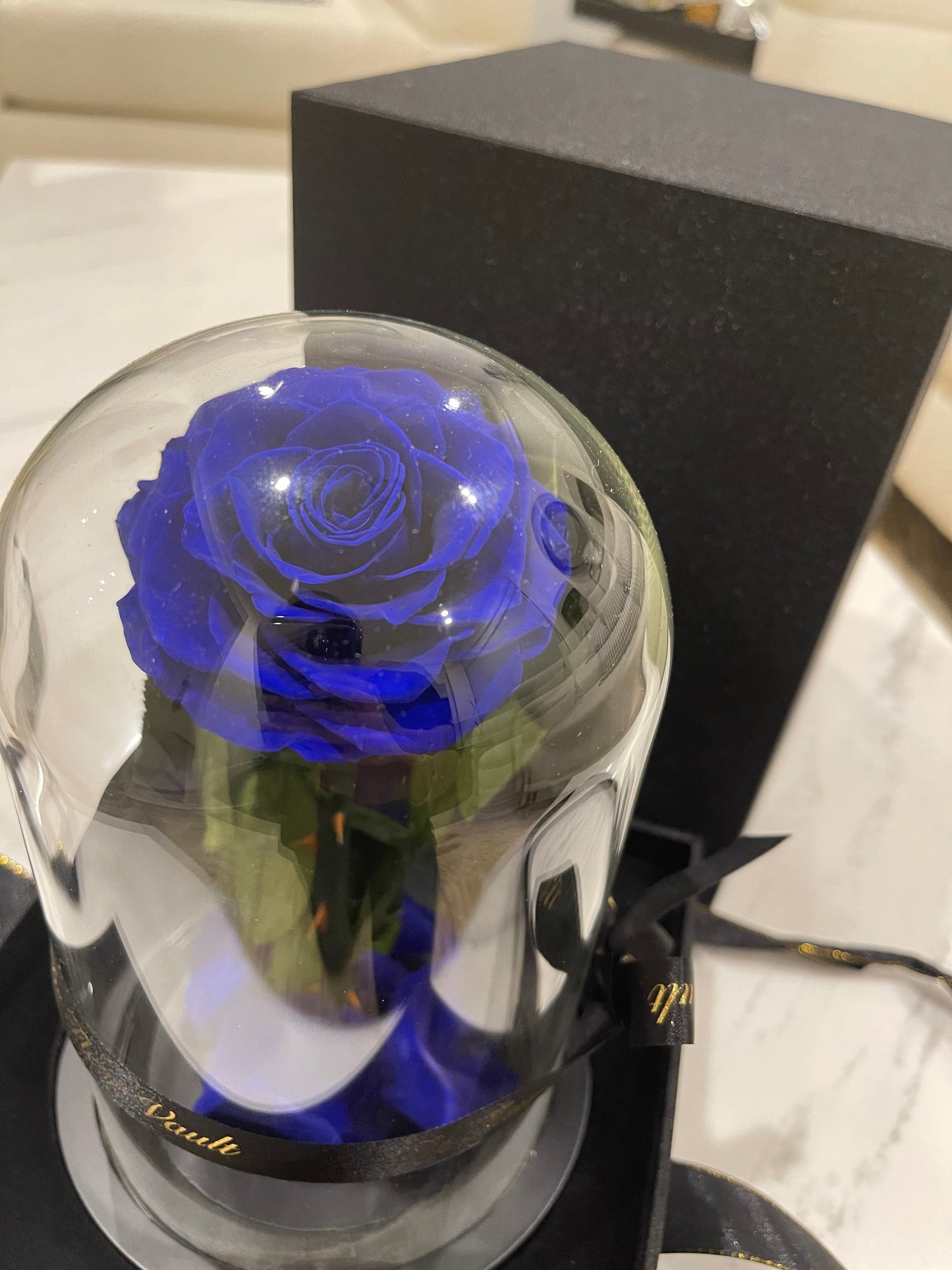 Eternal Rose Glass Dome - Sapphire Blue