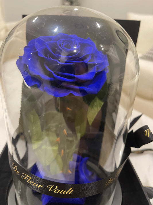 Eternal Rose Glass Dome - Sapphire Blue